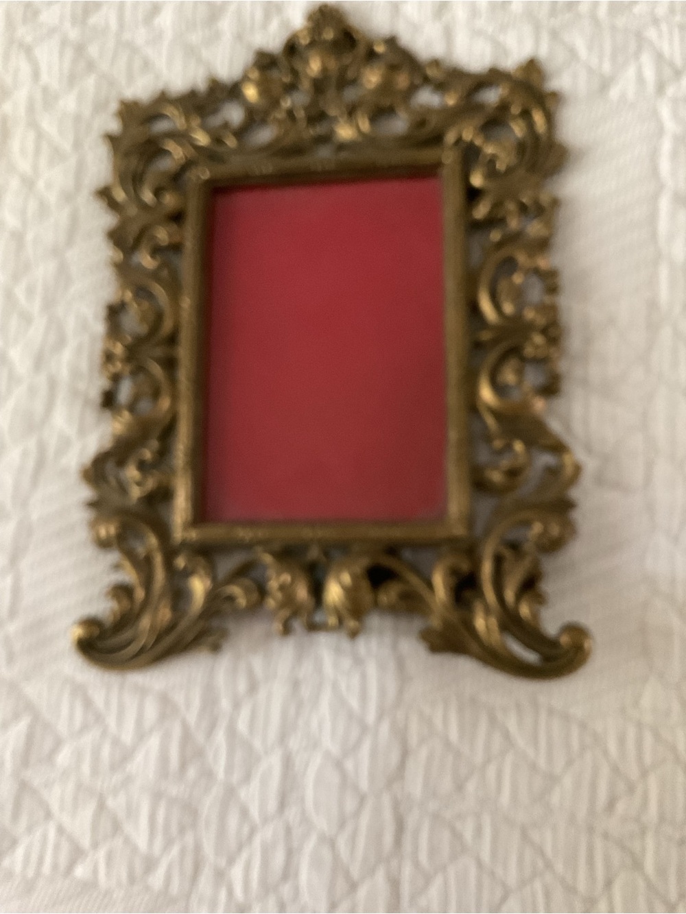 Vintage Ornate Gold Picture Frame with Red Mat